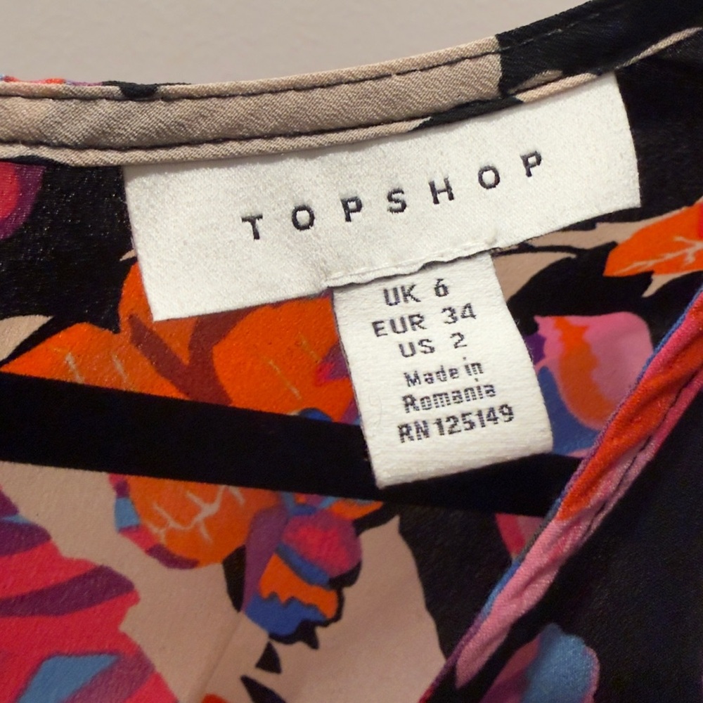 ♥️ Topshop Women’s Floral Wrap Maxi Dress - Multicolor vibrant long sleeve midi - Picture 6 of 6